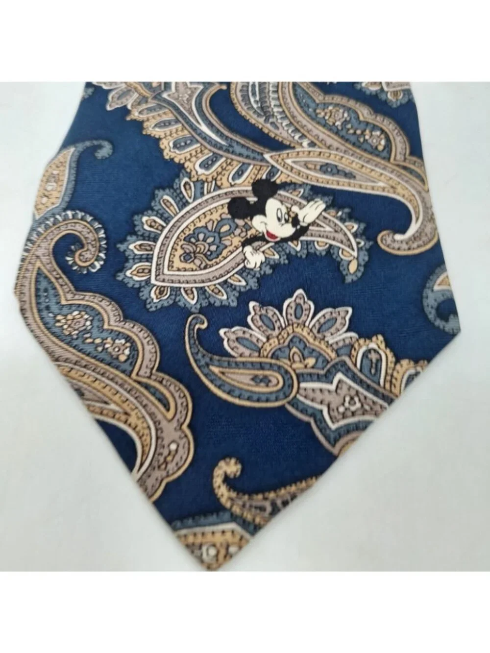 Balancine Tie Mickey Mouse Disney Paisley Classic Blue Paisle 100% Silk Necktie